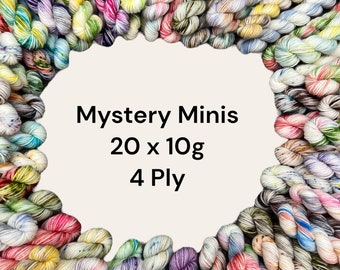 4 Ply Yarn 20 X 10g Mystery Minis Mix Colour Hand Dyed SW Merino Wool Nylon Fingering Weight Knitting Crochet Hobby Craft Bundle