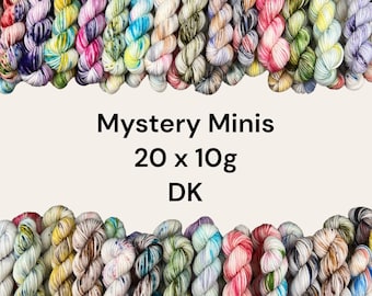 DK Yarn 20 X 10g Mystery Mini Skeins Mix Colour Hand Dyed Super Wash Merino Wool Nylon Knitting Crochet Craft Hobby Bundle