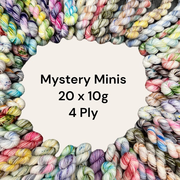 4 fädiges Garn 20x10g Mystery Minis Mix Color Handgefärbte Merinowolle Nylon Fingering Gewicht Stricken Häkeln Hobby Handwerk Bundle