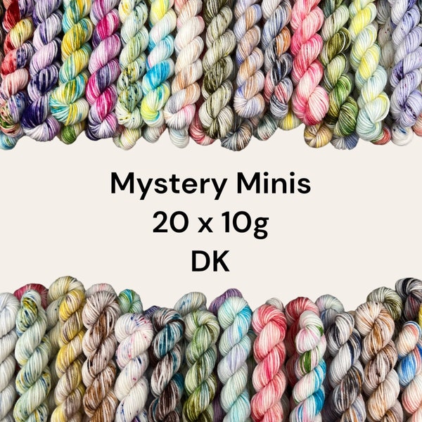 DK Yarn 20 X 10g Mystery Mini Skeins Mix Colour Hand Dyed Super Wash Merino Wool Nylon Knitting Crochet Craft Hobby Bundle