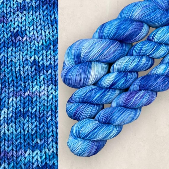 4 Ply Yarn Hand Dyed 100g or 50g Skein Hydrangea Blue Lilac Variegated Knitting Crochet Craft