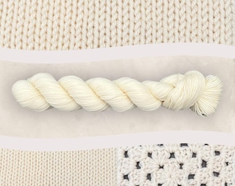 4 Ply DK Yarn 10g 20g 50g 100g Skein Hand Dyed Ivory Semi Solid Tonal S/W Merino Wool Nylon Sock Knitting Crochet