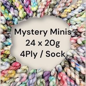 4 Ply Yarn 24 X 20g Mystery Minis Hand Dyed SW Fingering Weight Merino Wool Nylon Knitting Crochet Hobby Craft Bundle