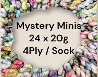 4 Ply Yarn 24 X 20g Mystery Minis Hand Dyed SW Fingering Weight Merino Wool Nylon Knitting Crochet Hobby Craft Bundle