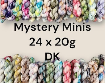 DK Yarn 24 X 20g Mystery Mini Skeins Mix Colour Hand Dyed Super Wash Merino Wool Nylon Knitting Crochet Craft Hobby Bundle