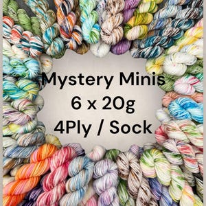 4 Ply Yarn 6 X 20g Mystery Minis Hand Dyed Super Wash Fingering Weight Merino Wool Nylon Knitting Crochet Hobby Craft Bundle