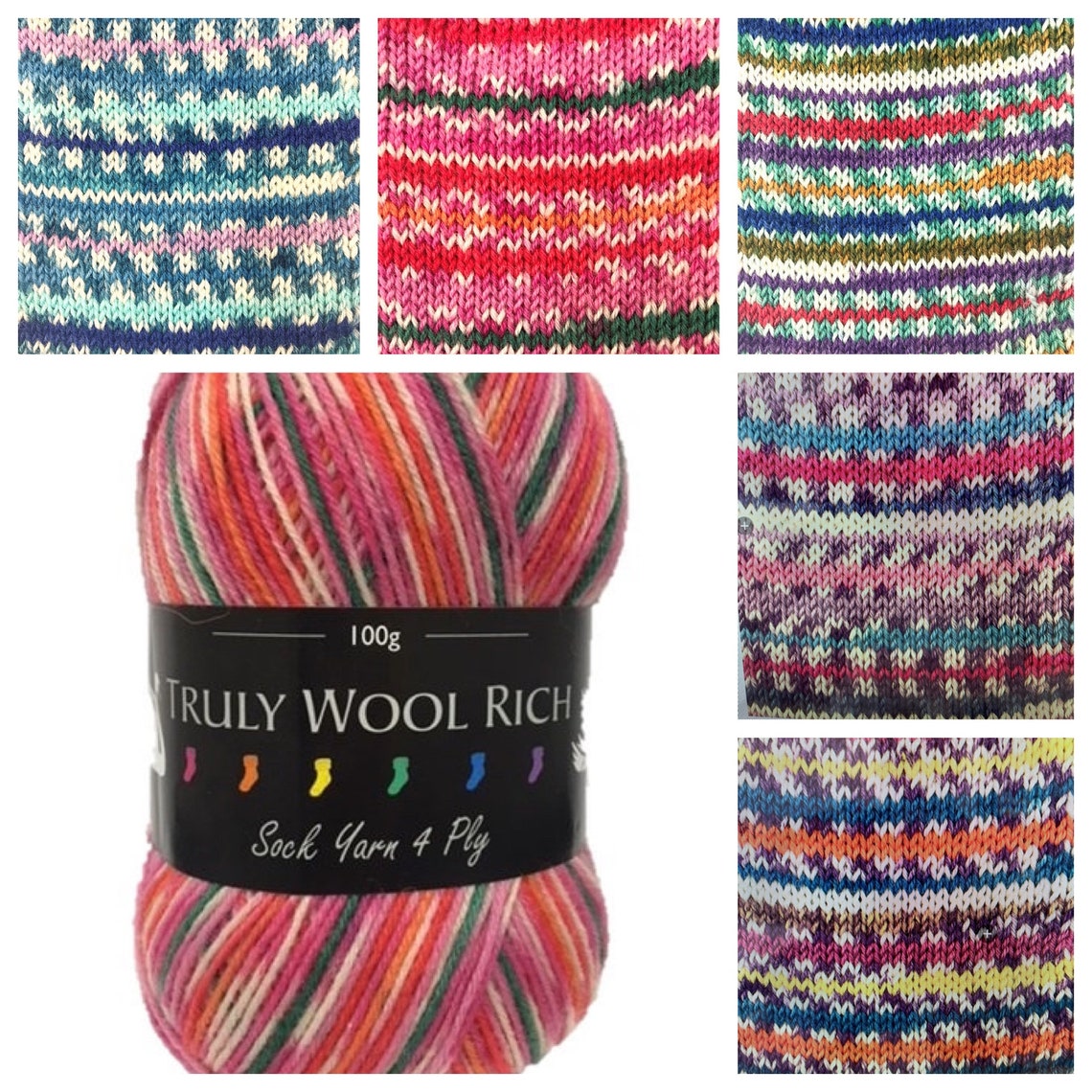 Sock Wool Yarn 100g Knitting Crochet 4 Ply Truly Rich Etsy