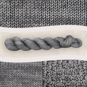 4 Ply DK Yarn 20g 10g Mini Skein Hand Dyed Wool Nylon Grey Scrappy Projects Build Blanket Granny Squares Socks Hats Contrast Colour
