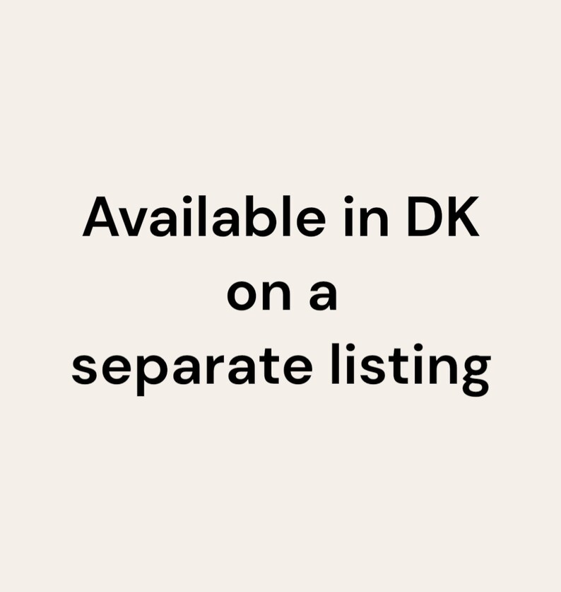 May include: Image featuring the text "Available in DK on a separate listing" in black against a cream backdrop. The text is centrally aligned and uses a sans-serif typeface.