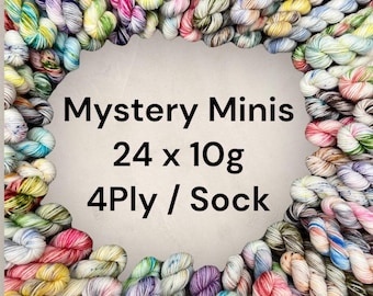 4 Ply Yarn 24 X 10g Mystery Mini Skein Mix Colour Hand Dyed SW Merino Wool Nylon Fingering Weight Knitting Crochet Hobby Craft Bundle