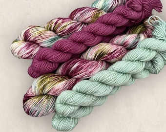 4 Ply Yarn Sock Set  100g or 50g + 20g Skeins Calluna Heather Hand Dyed Super Wash 75/25 Merino Wool Nylon Knitting Crochet