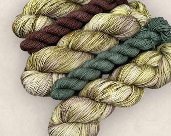 Hand-Dyed Highland Heather Merino Wool Sock Yarn Set: 100g or 50g + Mini Skein