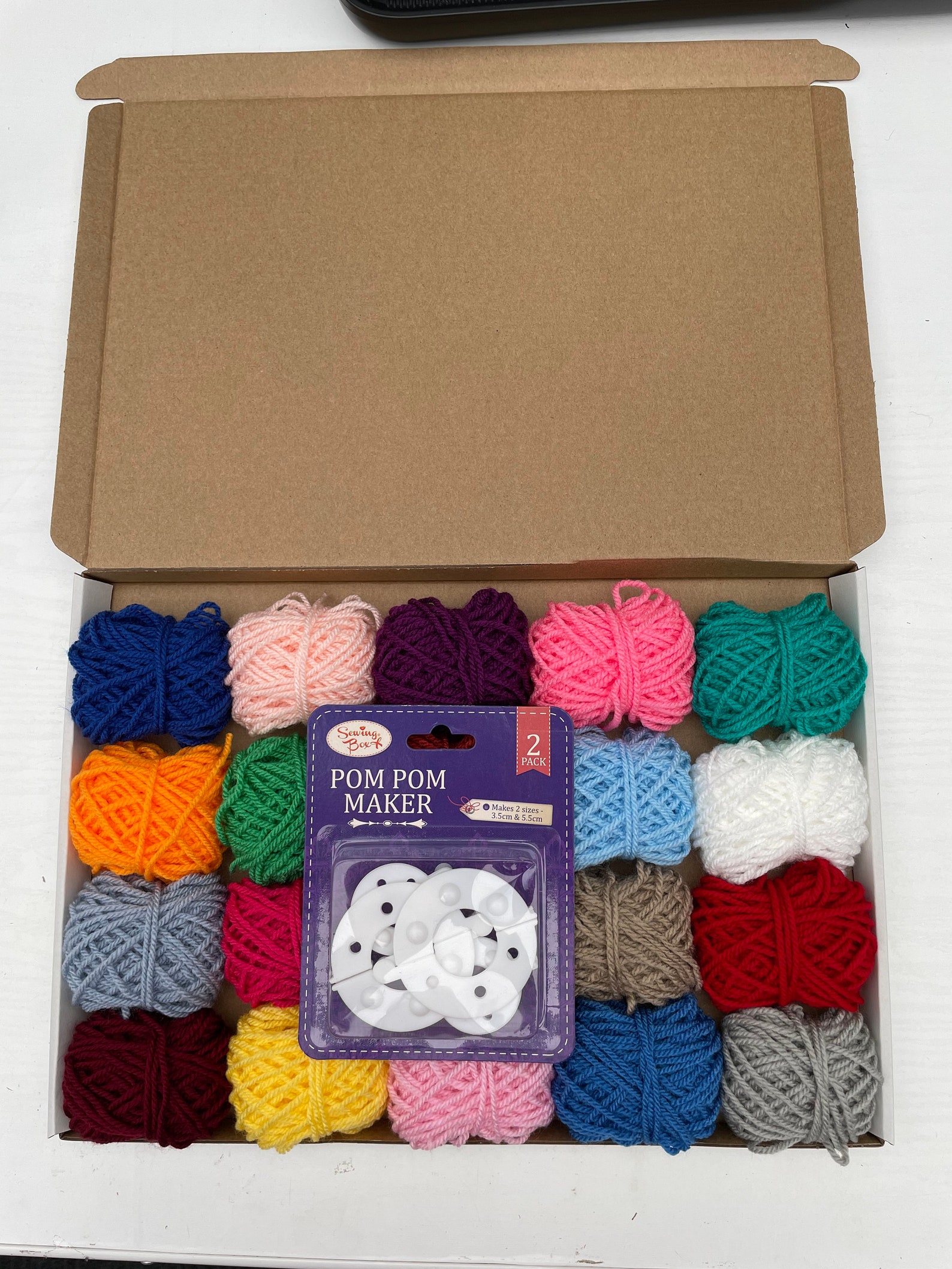 Yarn Wool Balls 2 Pom Pom Makers Fluff Ball 20 Colours Craft Etsy