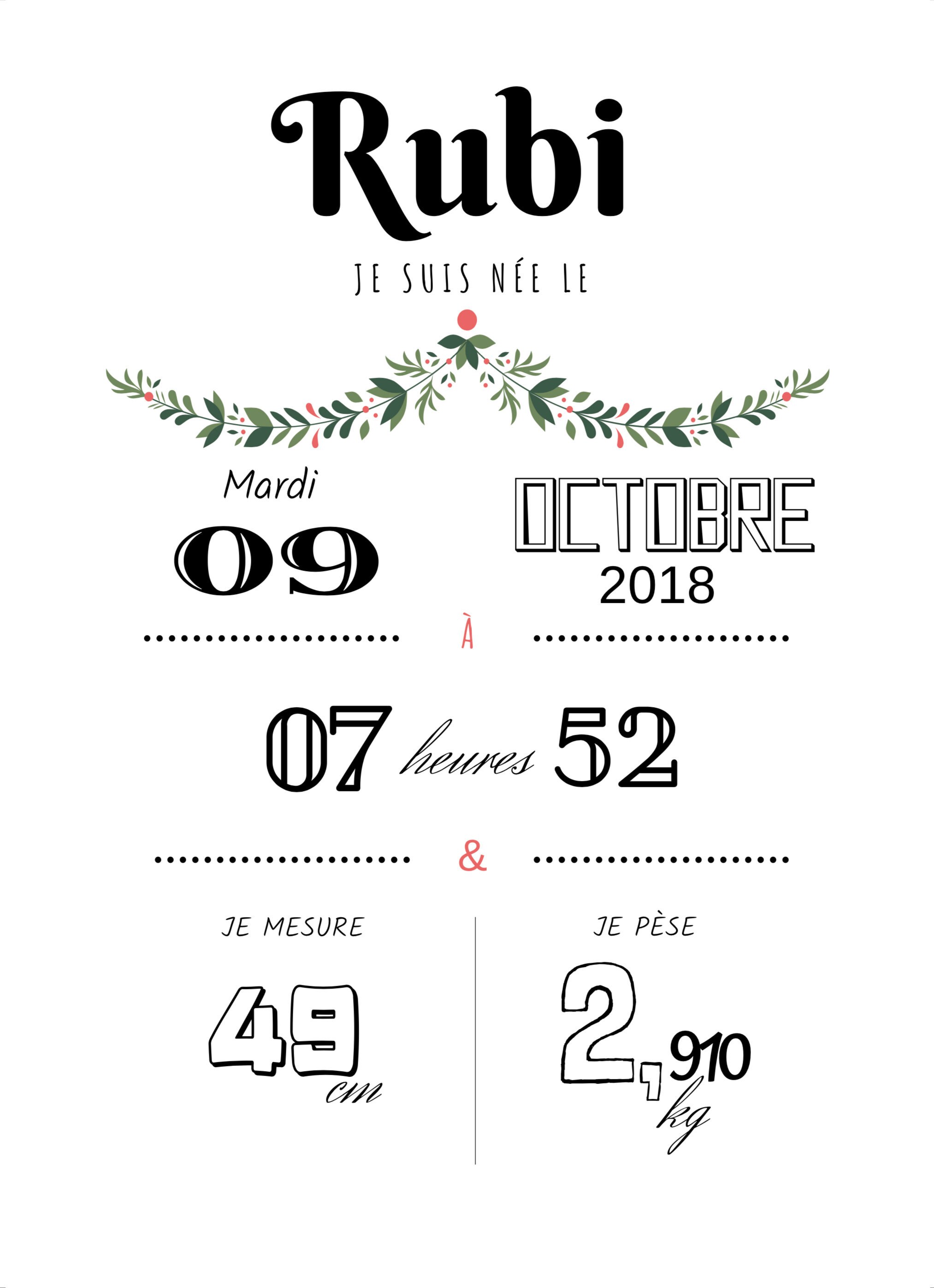 Affiche Bébé Personnalisable