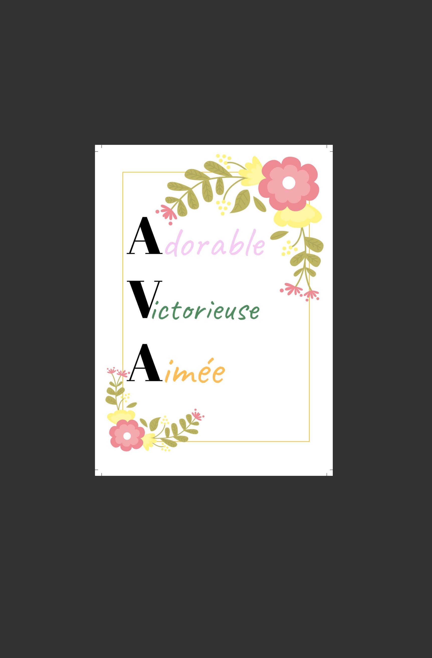 Affiche Prénom Personnalisée + Cadre