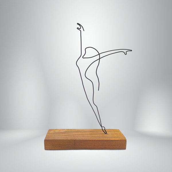 Ballerina Wire Art Figurine, Minimalist decor, Tabletop Decor, Art Deco, Handcrafted Art, Thank you Gifts, Abstract Body Figure Skating
