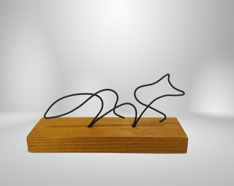 Wire Art Fox Sculpture, Single Line Wire, Minimalist home decor,  Handmade gifts, Handcrafted Art, Shelf Decor, Housewarming Gift
