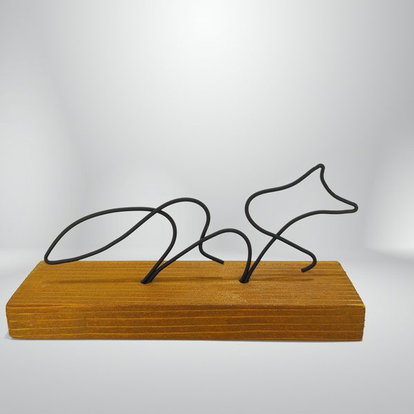 Sculpture de renard en fil de fer, Fil de fer simple, Décoration d'intérieur minimaliste, Cadeaux faits main, Art artisanal, Décoration d'étagère, Cadeau de pendaison de crémaillère