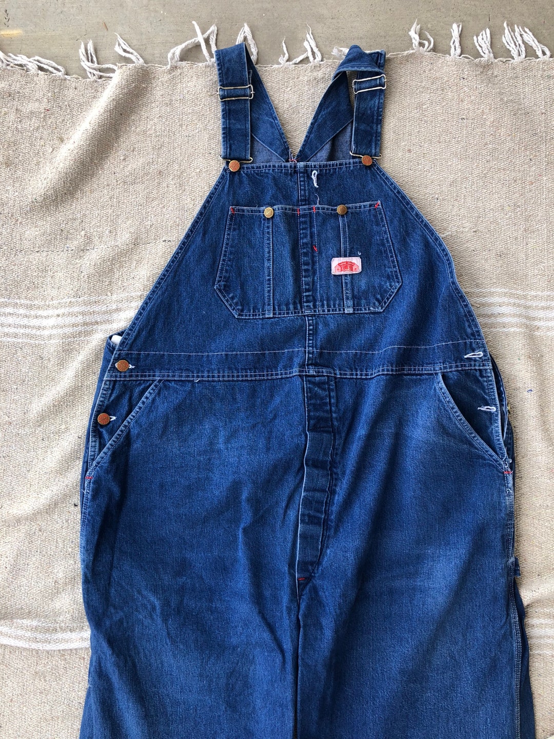 60s Roundhouse Denim Overalls XL Etsy