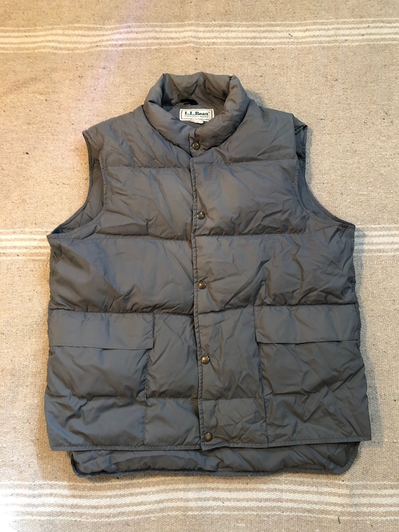 70s 80s LL Bean Grey Down Puffer Vest Large