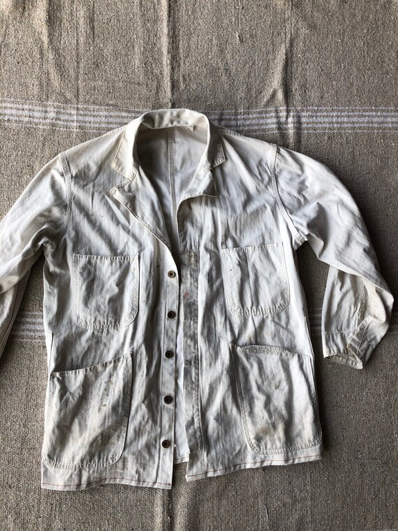 1940s Stone Cutter White Herringbone Coverall Jack
