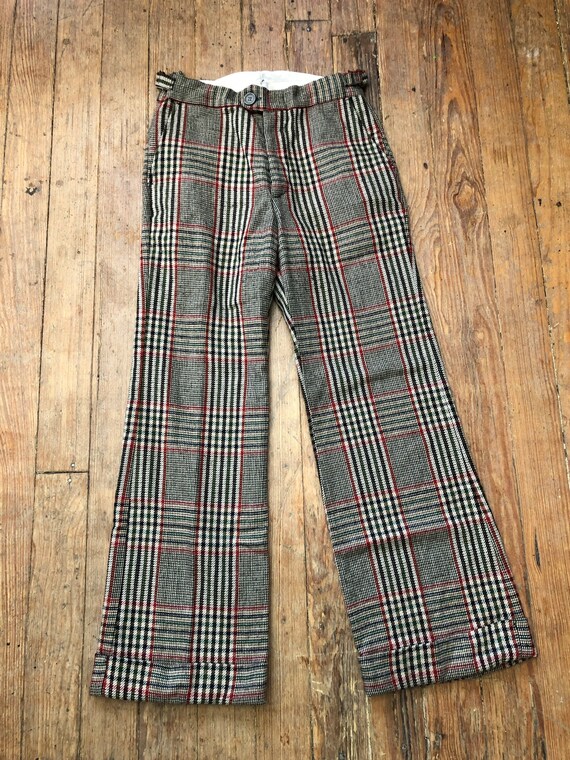 1970s Wool Plaid Flared Trouser 28