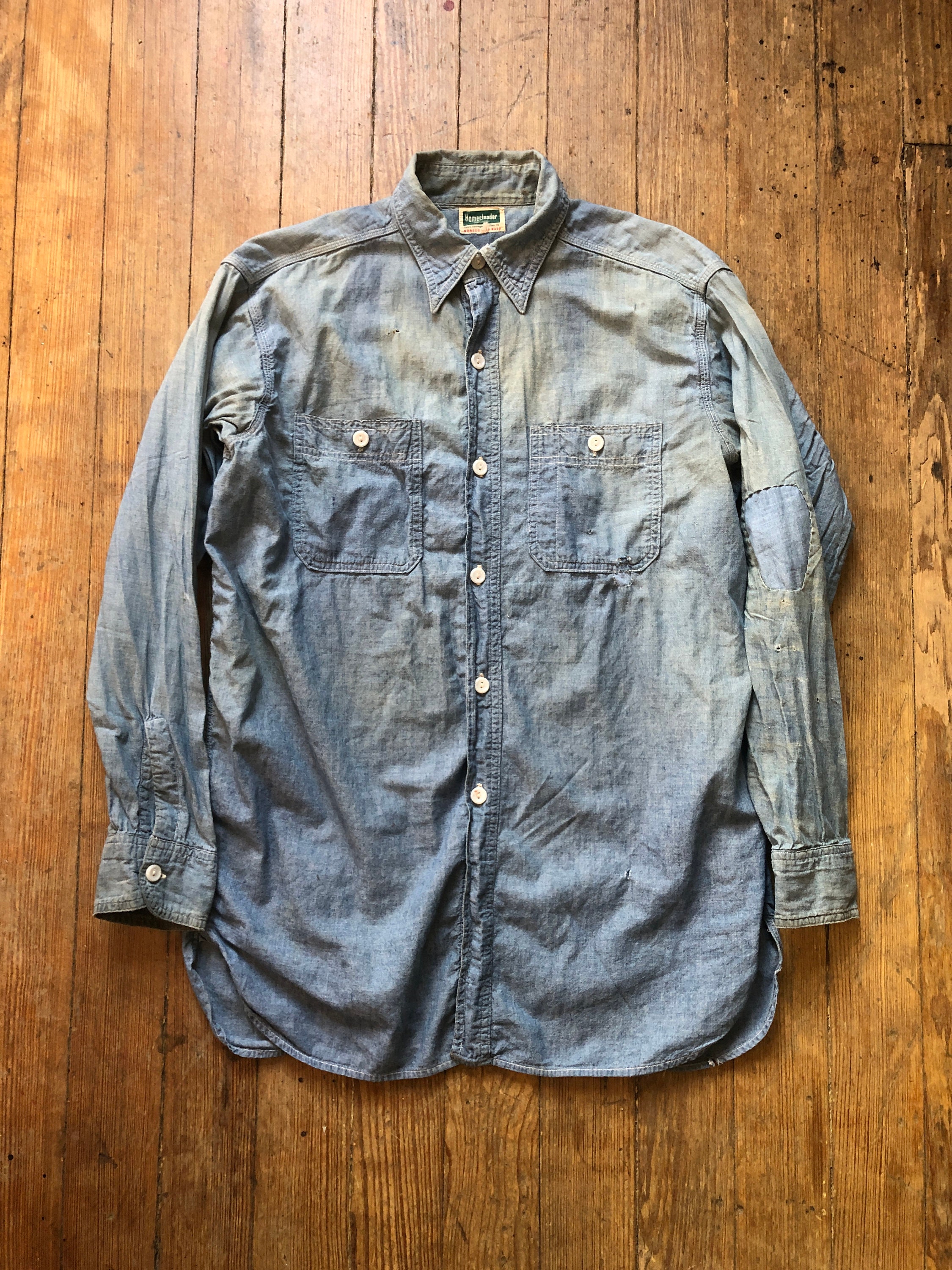 1940s Montgomery Ward Homesteader Chambray Medium Large - Etsy