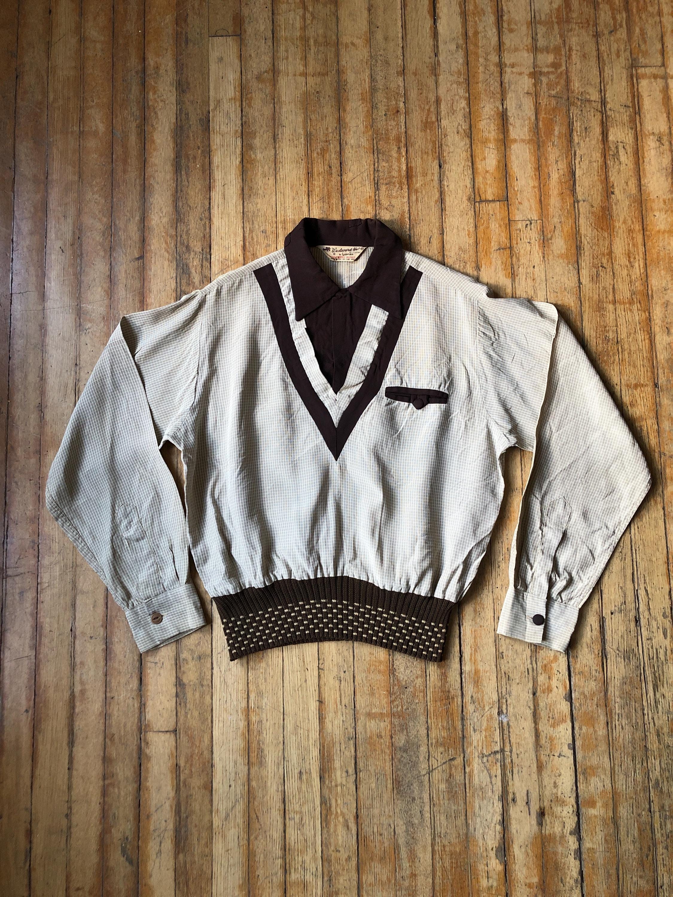 gauchoヴィンテージシャツ 50s 25% OFF SALE // Vintage 1940s Two Tone Gaucho Shirt Pullover
