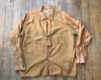 1950s Combed Sateen Loop Collar Shirt Large