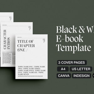 Minimalist E-book Template: Black & White Design for Canva + InDesign (Digital)