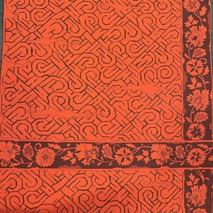 Japanese orange Obi fabric, thick woven border Obi silk, reversible vintage Obi fabric, Kimono Accessory Unused Excellent condition