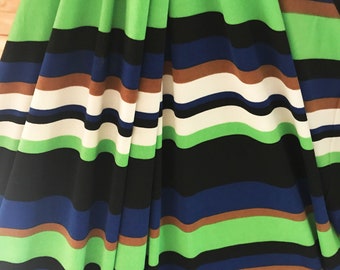 Stripe Knit Fabric, bold green Ity knit, tee fabric, 4-way stretch, lightweight knit, summer knit fabric, UK fabric, soft knit