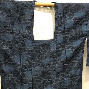 Japanese Brocade Michiyuki Jacket, Petrol Blue design jacket, Vintage Jacket, blue woven brocade blue vintage Japanese jacket