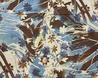 Floral cotton voile fabric, soft quality cotton, floral shirt fabric, blue green ink cotton, light weight shirt fabric, opaque voile