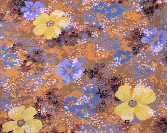 Floral cotton voile fabric, soft quality cotton,  floral shirt fabric, yellow blue orange cotton, light weight shirt fabric