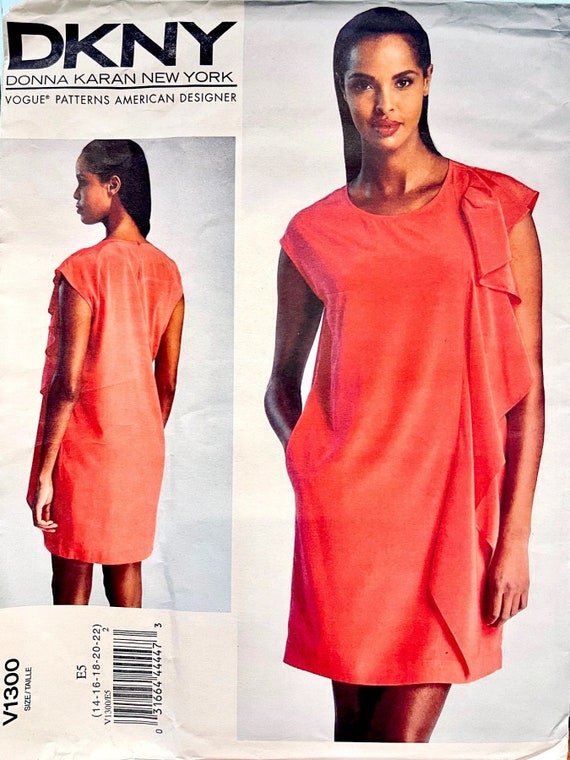 Donna Karan Vogue DKNY V1300 dress and slip pattern Loose fitting pullover dress Sizes 14 16 18 20 22 factory folded pattern Australia
