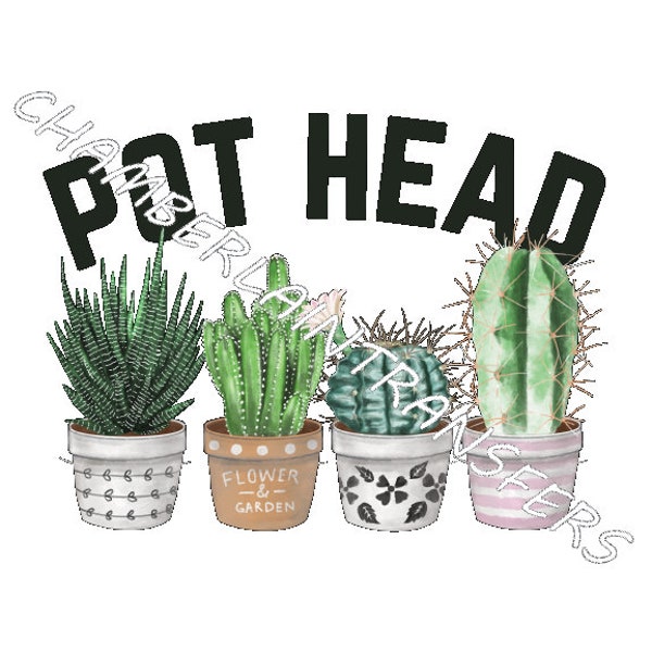 Pot Head Plant lady succulent planting gardening plants cactus READY TO PRESS Sublimation Transfer