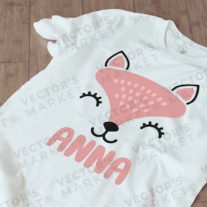 Renard mignon SVG, Fleur Renard SVG, Visage de renard Monogramme Svg, Bébé Renard avec cils, Bébés animaux, Fille Design Svg pour Cricut, Png, Dxf, silhouette
