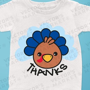 Niño Acción de Gracias Svg, Niños Cara de Pavo Svg, Lindo Bebé Azul Pavo Svg Dxf Eps Png, Archivos de Corte para Niños, Diseño de Camisa de Pavo, Silueta, Cricut