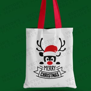 Vrolijke Kerst met Rode Neus Rendier Gezicht Svg, Kerst Trui Ideeën Instant Download, Cricut en Silhouet Svg, Dxf, Eps, Png, Jpg