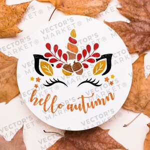 Hello Fall Leaf SVG Design, Fall Leaves SVG Decor, Autumn Thanksgiving SVG Cut File for Cricut Silhouette, Fall Door Design, Commercial Use