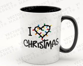 Love Christmas Lights Svg Design, Png Dxf, Teachers Christmas Shirt Svg, Xmas original designs for Cricut Silhouette Cut Files, sublimation