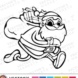 Kerstman uitgevoerd SVG. Santa komt eraan, Cricut bestanden voor Kerstmis, Fun Santa, Papa Noel svg, Santa tijd, Winter Design, Easy Silhouette xmas-bestanden