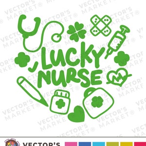 Día de San Patricio Enfermera afortunada fácil SVG Corazón Estetoscopio Archivo de corte fácil para Cricut, Shamrocks Clover Irish Commercial Use svg Sublimation File