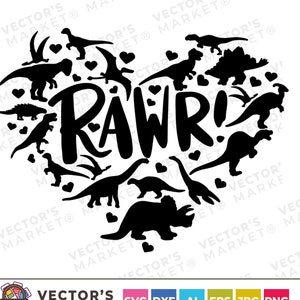 Dinosaurus hart gesneden SVG-bestand voor Cricut, T Rex silhouetten, Valentine SVG voor jongens, kinderen Valentine Shirt Design, Triceratops Velociraptor png