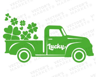 St Patricks Day Truck SVG: Shamrock Clover Cut File