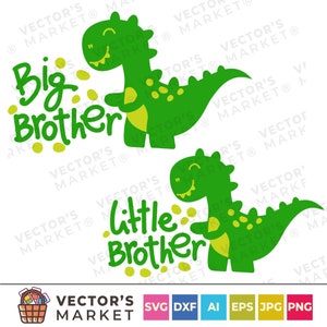 Großer Bruder geschnitten Datei, kleiner Bruder Clipart, Dinos Plotterdatei, Brüder schneiden Dateien, Bruder Zitat geschnitten Datei svg Dxf Eps Png