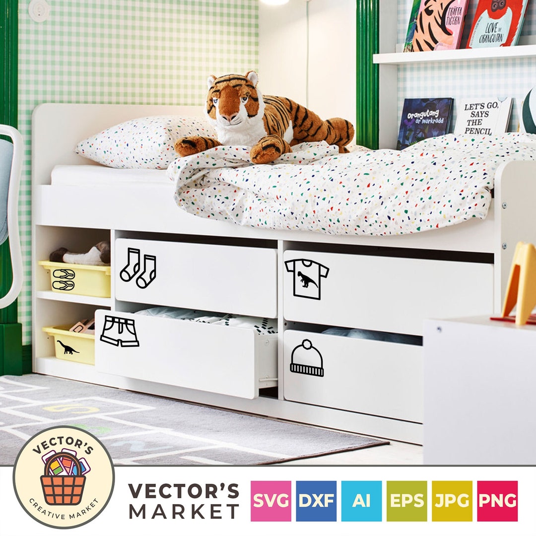 Nursery Labels Clothing Dresser Drawers SVG, Wardrobe Labels Jpg, Deco