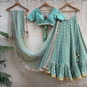 Ocean Green Lehenga Set Indian Wedding Lehengha Made to Measure Bridesmaid Outfits Lehenga Choli for Women ready to wear in usa