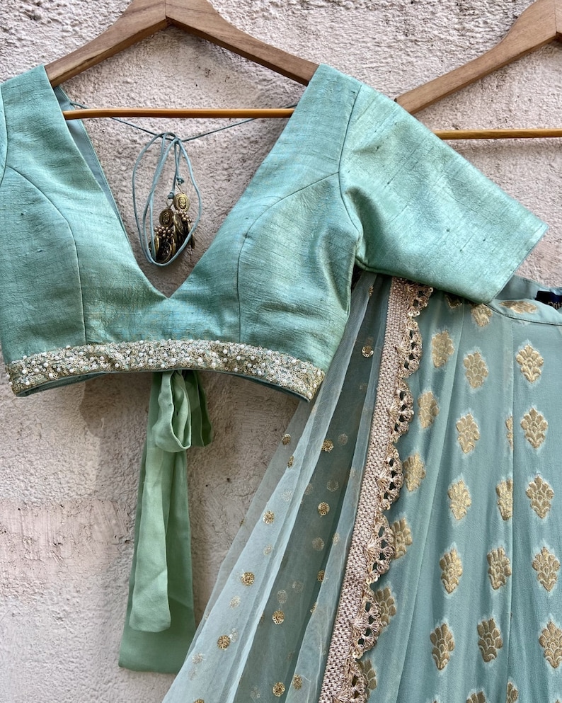 Ocean Green Lehenga Set, Indian Wedding Lengha Made to measure bridesmaid outfits Lehenga choli for women ready to wear in usa